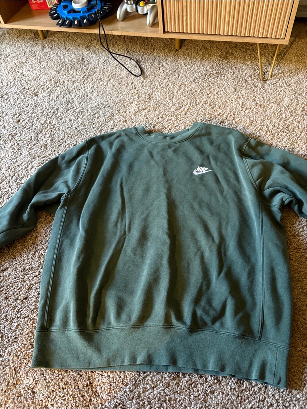 Nike Men’s Crewneck Sweatshirt - Green with White Swoosh